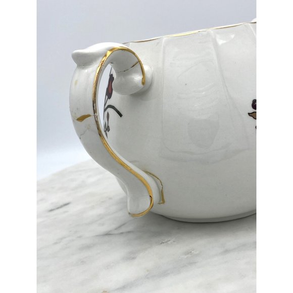 Ellgreave English Teapot Floral Handle Gold Trim Repaired Handle England Flowers - Picture 7 of 10